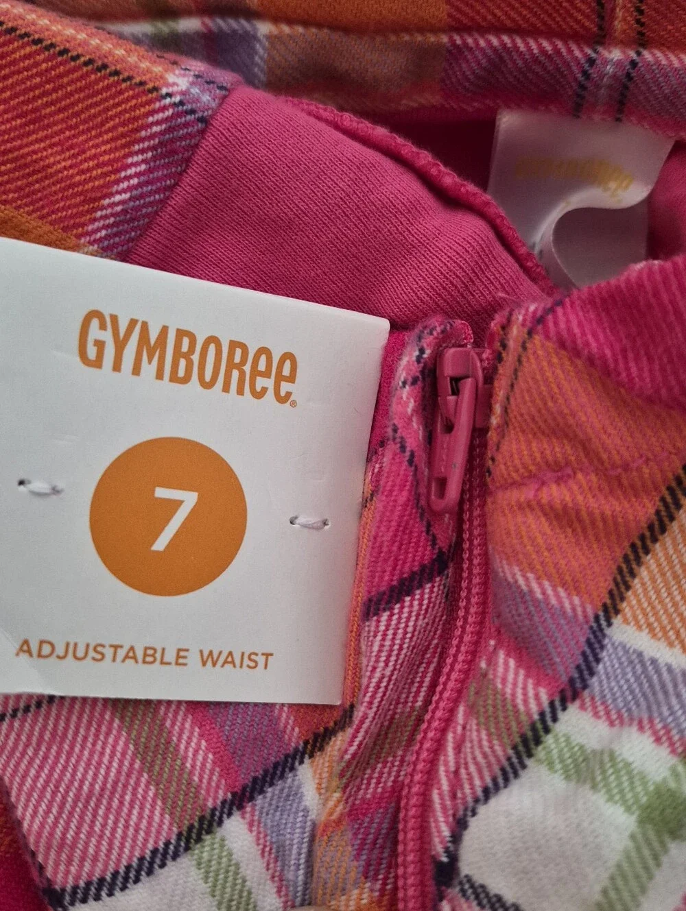 Gymboree Plaid Pleated Skort Girls 7 Orange Pink School Classic Preppy NEW